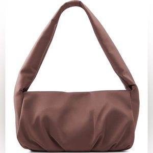 NWT Who What Wear Dark Brown Logan Satin Shoulder Bag